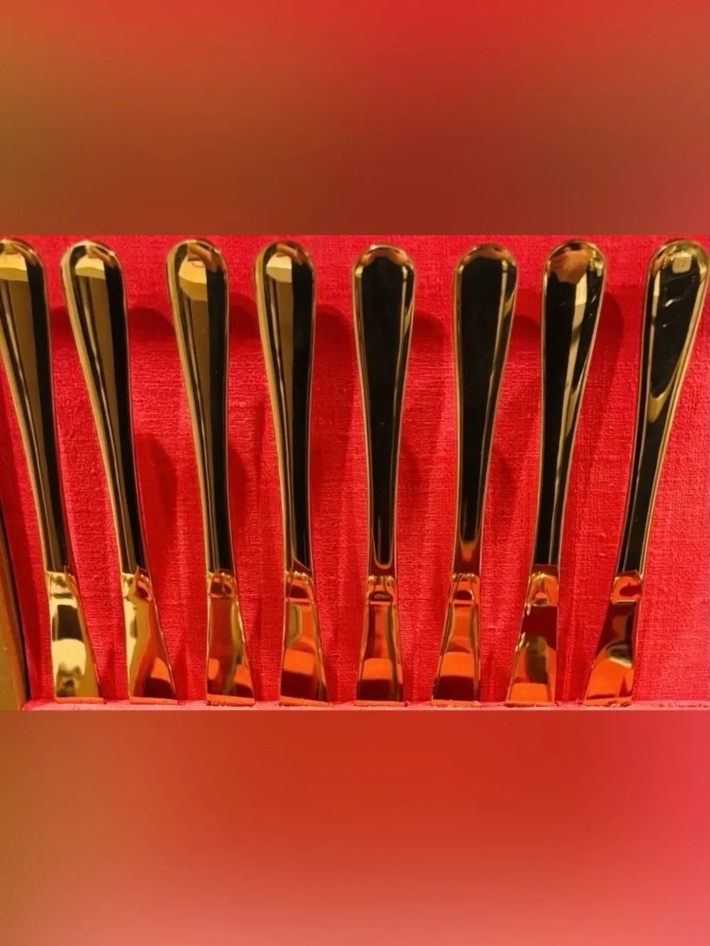Original Vintage Gold Golden Flatware Silverware Fine Art Utensils Service for 8